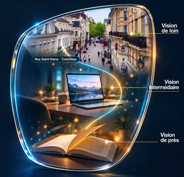Verre personnalisé : vision de loin, ordinateur et lecture